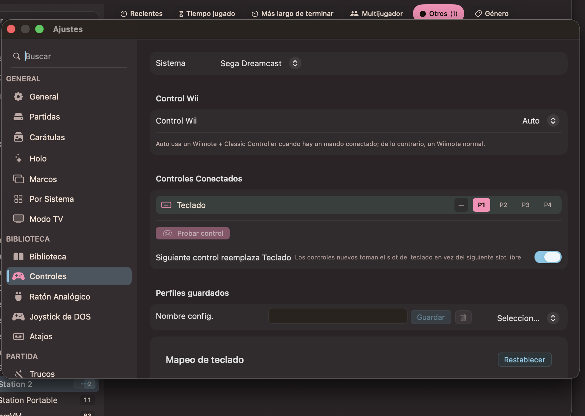 Controles conectados con slots y botón Probar control